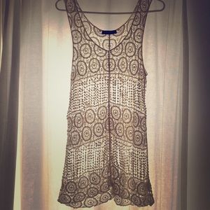 Embroidered creme cover up